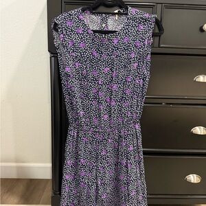 Maje Purple and Black Midi Dress